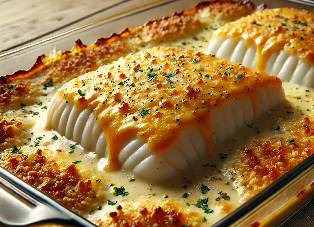 the best Cheesy baked cod recipe